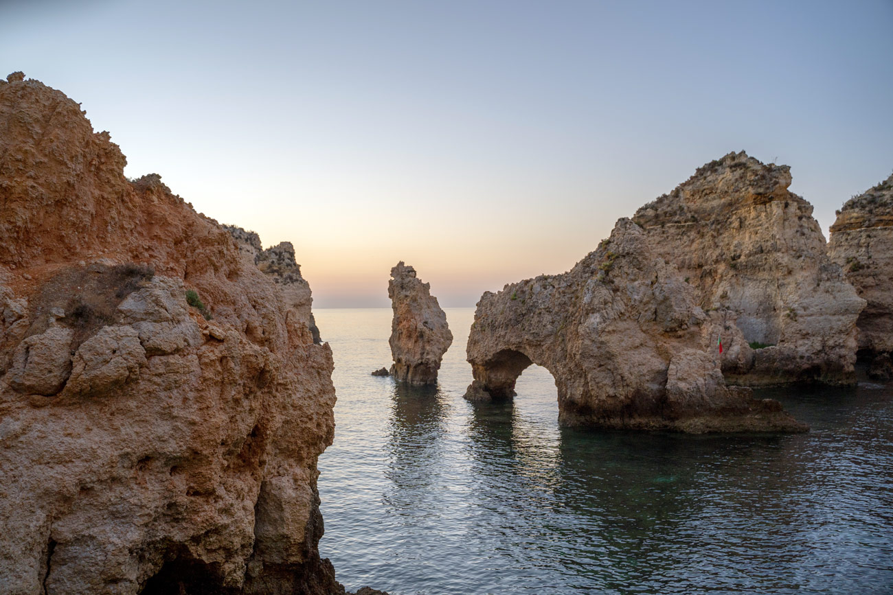 wonderful view of ponta da piedade during sunrise